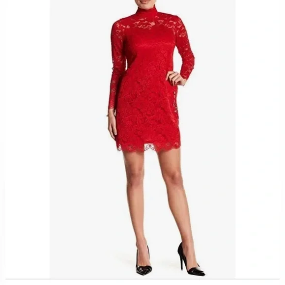 Dresses | Hope Harlow Black Long Sleeve Dress W Lace Overlay | Poshmark
